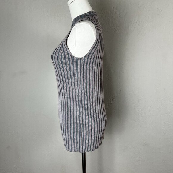 Cos Sleeveless Sweater Tank Ribbed Knit Vest Mock Neck Gray Pink Size Small NEW - Picture 5 of 12